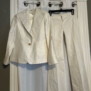 Banana Republic White Suit Y2K Office Siren Low Rise Wide Leg